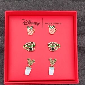 BaubleBar Disney Holiday Earrings Set - Red, Green, White, Gold